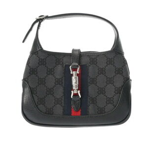 Gucci The Hacker Project Jackie Black Canvas Leather Shoulder Bag